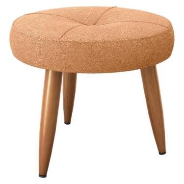 Imagem de Puff Redondo para Sala Davi Boucle Mostarda - CasaH