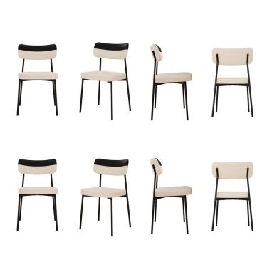 Imagem de Kit com 8 Cadeiras para Sala de Jantar Mona Yescasa Areia Corriente /Preto