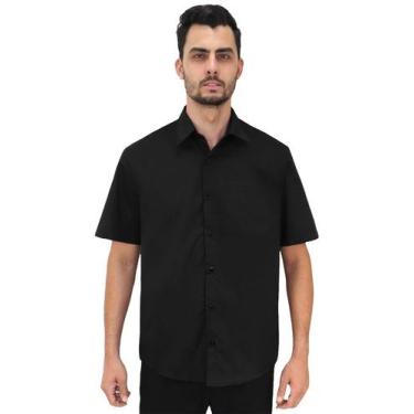Imagem de Camisa social masculina manga curta - Demorgan Uniformes, Preto, G