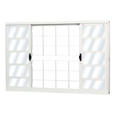 Imagem de Janela de Correr Aço 4 Folhas com Grade Quadriculada Mgm Minas Sul Vidro Liso Incolor 120cm X 120cm Branco