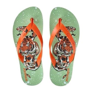 Imagem de Chinelo Kenner Summer Old School Masculino - Verde e Laranja - 38