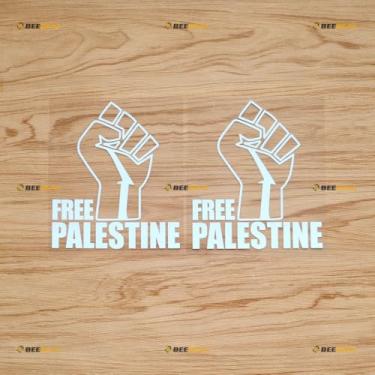 Imagem de Adesivo de vinil Free Palestine Fist - Pacote com 2 branco, 12,7 cm - para carro, barco, laptop, copo sem fundo cortado