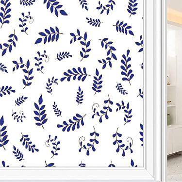 Imagem de Película de janela de privacidade de flores, textura de estilo floral, filme de vidro para sala de estar e escritório em casa, L90 x C 190 cm