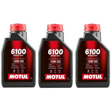 Imagem de KIT 3L Óleo Motor Carro Motul 6100 Save-lite 5w30 Semi-sintético API SP