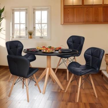 Imagem de Kit 4 Cadeiras Charles Eiffel Slim Wood Estofada (Preto)