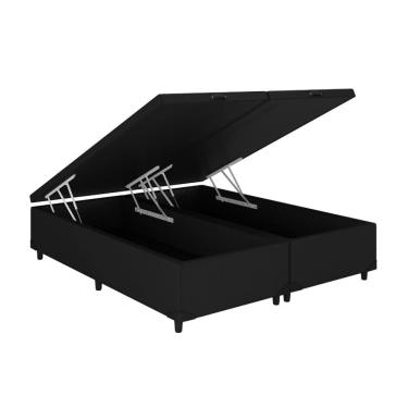 Imagem de Baú Queen Bipartido Suede Preto 158x198 Blindado