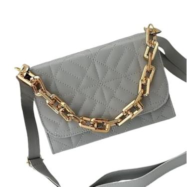 Imagem de Bolsa Feminina Luxo Alça Corrente de Mão e Transversal(Cinza)