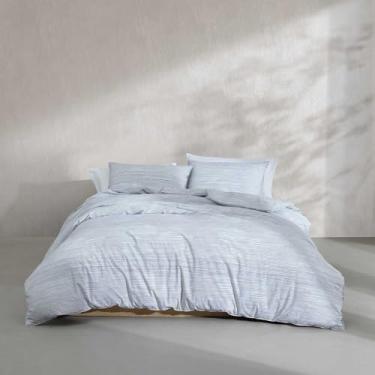 Imagem de Calvin Klein - Capa de edredom tamanho king, roupa de cama fresca e personalizada com uma sensação leve de algodão percal naturalmente suave – Conjunto de cama de 3 peças com fronhas combinando