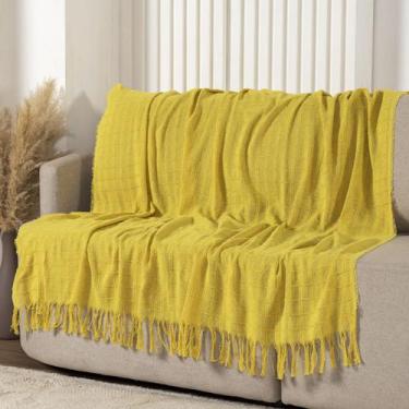 Imagem de Manta para Sofá 100% Algodão Cobertor Decorativa com Franja 1,4m x 1,7