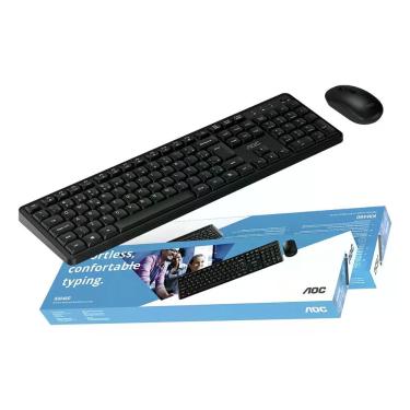 Imagem de Kit Teclado e Mouse Sem Fio Wireless 2.4 - Preto - AOC