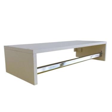 Imagem de Cabideiro Suspenso de Parede Madeira MDF Branco Fosco TX 60x13,5x25 Pa