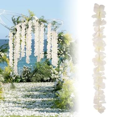 Imagem de 40 peças guirlanda de glicínia artificial reutilizável pano de seda flores penduradas para decoração de pátio de festa de casamento em família