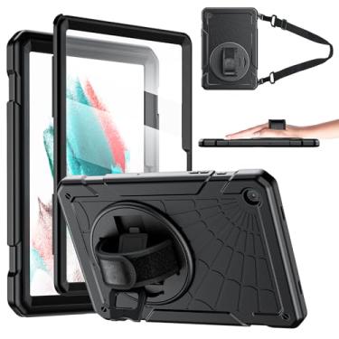 Imagem de Stweap Capa para Samsung Galaxy Tab A9+ 11 polegadas 2023 (SM-X210/X216/X218), protetor de tela integrado com alça de mão e suporte + alça de ombro para tablet Galaxy A9 Plus (preto)