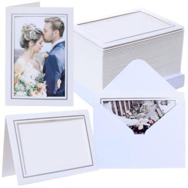 Imagem de Cartões de moldura fotográfica 4x6 Litpoetic 100 unidades com envelope