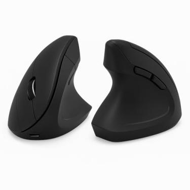 Imagem de Mouse Vertical Ergonômico Sem Fio Recarregável – Design Confortável, Silencioso, USB + Bluetooth, Ajuste DPI, Ideal para Escritório, Alívio de Dores no Pulso