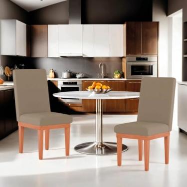 Imagem de Kit 2 Cadeiras de Jantar Estofadas com Base em Madeira Reforçada – Conforto e Estilo para Sala de Jantar ou Cozinha (Capuccino)