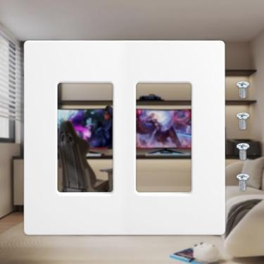 Imagem de 1 peça de placa de parede, decorador de 2 gangs, sem parafusos, capa para interruptor, tomada elétrica para interruptor de luz, interruptor inteligente, receptáculo, reguladores, tomada USB, GFCI