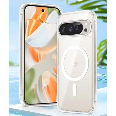 Imagem de Capa para Google Pixel 10/Pixel 10 Pro/Pixel 9/Pixel 9 Pro, compatível com MagSafe, [Não amarela] [Proteção contra quedas de nível militar] Capa protetora magnética à prova de choque para celular