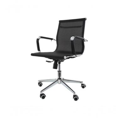 Imagem de Cadeira De Escritório Diretor Secretária Baixa Confortável Charles Eames Eiffel Tela Mesh Para 120 Kg Mesh Preto