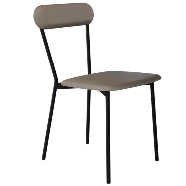 Imagem de Cadeira Estofada Para Sala De Jantar Liora Preto C01 Courino Cinza - Lyam Decor