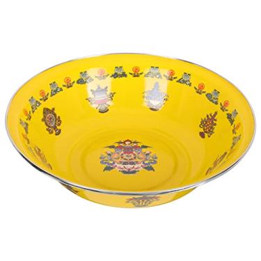 Imagem de Enamel Basin Vintage Washing Basin Kitchen Bowl Egg Beating Bowl Plate Dish for Noodles Salad Fruit Ramen (White) (Color : Yellow)