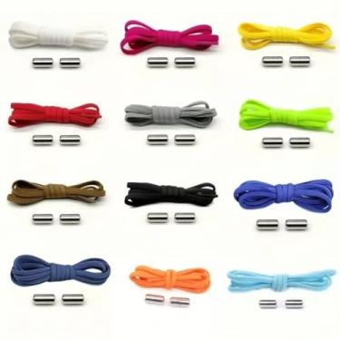 Imagem de Cadarços elásticos sem amarração para tênis e tênis de skate - ajustável, unissex - ajuste seguro e confortável com fivelas, Branco, One Size