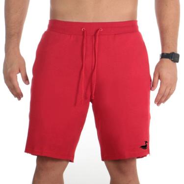 Imagem de Bermuda Short Moletom Algodão Masculino Bolsos Laterais e Traseiro Fecho Cordão Ajustavel