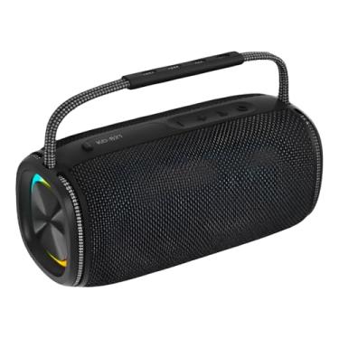 Imagem de Caixa de Som Bluetooth Portátil, Preta, 20W, LED RGB, TWS, IPX6, Bateria 1800mAh, 10h Autonomia, com Alça de Transporte