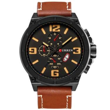 Imagem de Relógio Masculino De Quartzo Mostrador Militar À Prova Da Água Design Esportivo Marrom