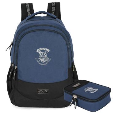 Imagem de Kit Mochila Escolar Harry Potter Hogwarts Juvenil Estojo Box Luxcel-Unissex