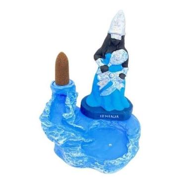 Imagem de Incensário Cascata Iemanjá Negra 12 Cm Resina - Lua Mística - 100% Ori