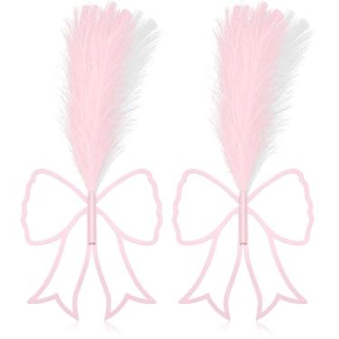 Imagem de EEEKit 2 peças de vasos para pendurar arte de parede boho, tubo de flores montado na parede, vaso de metal com pampas para quarto, banheiro, sala de estar (rosa)