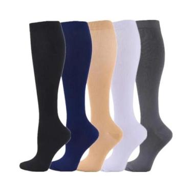 Imagem de Meias De Compressão Até O Joelho Para Homens E Mulheres, 5 Pares, 20-3