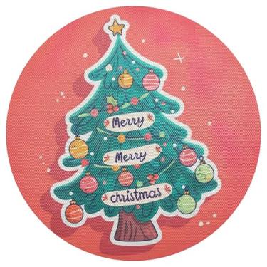 Imagem de xigua Jogo americano redondo de árvore de Natal, conjunto de 4, tapete de mesa redondo antiderrapante resistente ao calor, tapetes de mesa de 48 cm para decoração de cozinha, jantar e festa