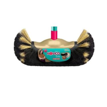 Imagem de Vassoura Bola Noviça com Pelos Naturais, Varredura 360°, para Pisos Delicados Porcelanato Madeira Tacos, sem Cabo