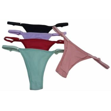 Imagem de Calcinha fio duplo string sexy com alças reguláveis de poliamida e for