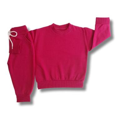 Imagem de Conjunto infantil Roupa de Frio Moletom Básico Grosso Liso Bebê Unisse