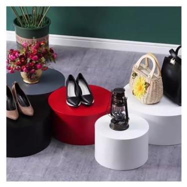 Imagem de Pedestal redondo de exibição para mulheres, suporte para decoração de eventos de exibição de produtos para manequim/sapatos/bolsas, base de plataforma de loja nupcial (preto, 60 x 15 cm)