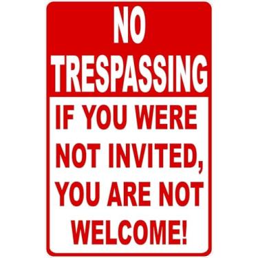 Imagem de Placa de metal retrô engraçada No Trespassing If You Were Not Invited You Are Not Welcome Sinais de lata para cozinha, casa, escritório, bar, café, decoração 20 x 30 cm.