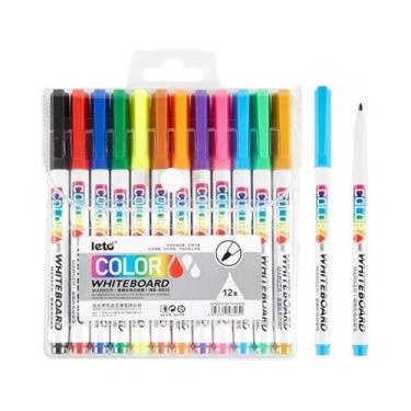 Imagem de Canetas Marcadoras De Quadro Branco De Ponta Fina Com 12 Cores Para Cr