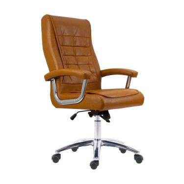 Imagem de Cadeira Escritório Presidente Ergonômica NR17 Sintético Mola Ensacada Caramelo