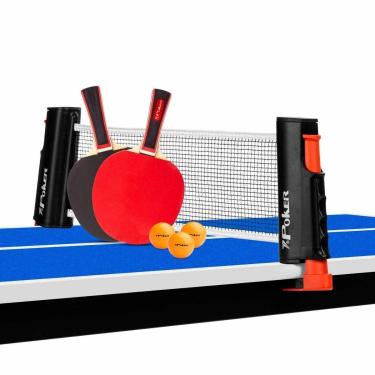 Imagem de Kit Conjunto Ping Pong Poker Pro 2 Raquete Rede Retrátil 3 Bolinhas Profissional-Unissex
