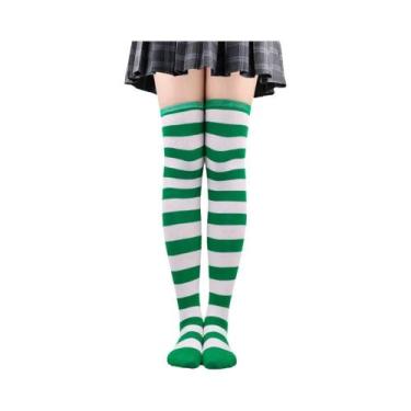 Imagem de Meias Altas Listradas Coloridas Para Mulheres, Meias De Natal E Hallow