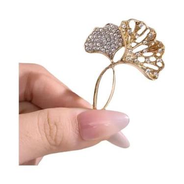 Imagem de Broche De Folha De Ginkgo Cravado Com Diamantes, Acessório De Luxo Lev