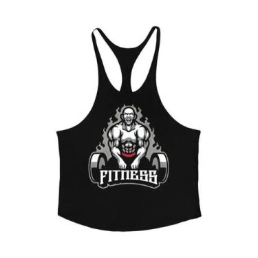 Imagem de Camiseta Regata Masculina De Algodão Com Alça Fina Para Musculação, Ab