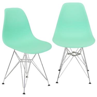 Imagem de Kit 2 Cadeiras Charles Eames Eiffel Base Metal Cromado - Lianto Decor,