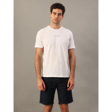 Imagem de Camiseta Masculina de Algodão Estampa Logo Centralizado Calvin Klein Jeans - Branco-Masculino