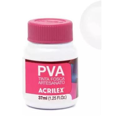 Imagem de Tinta Pva Fosca Acrilex Branco 37ml para Artesanato Cerâmica Mdf