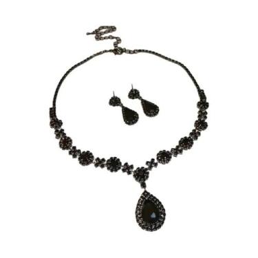 Imagem de Conjunto De Colar E Brincos De Flor Com Grandes Strass Para Mulheres, 