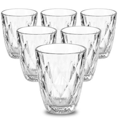 Imagem de Jogo de Copos 6 Unidades Diamante 300ML Vidro Grosso para Água e Vinho Transparente Diamond